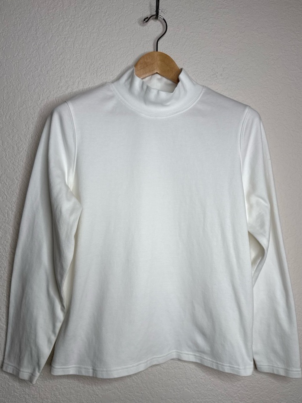 St. John's Bay XL White Mock Neck Long Sleeve Top Cotton Cottagecore Layering